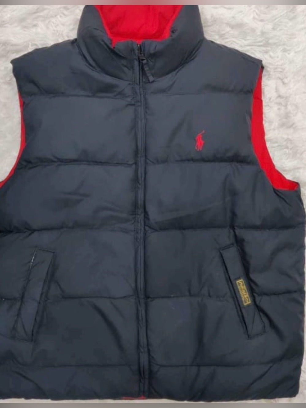 Red Puffer Vest with Embroidered Logo